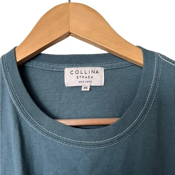 Collina Strada Dark Teal Draped Top with Paisley Scarf Detail - Picture 4 of 8